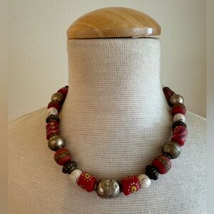 African Krobo Beaded Necklace 16 1/2” #58